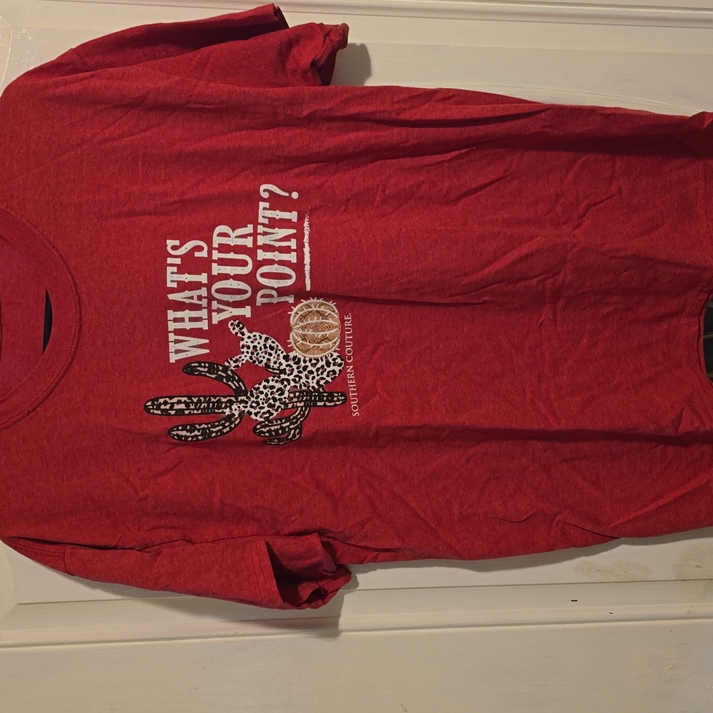 Southern Couture Cactus Red Short Sleeve Tee "What's Your Point?"